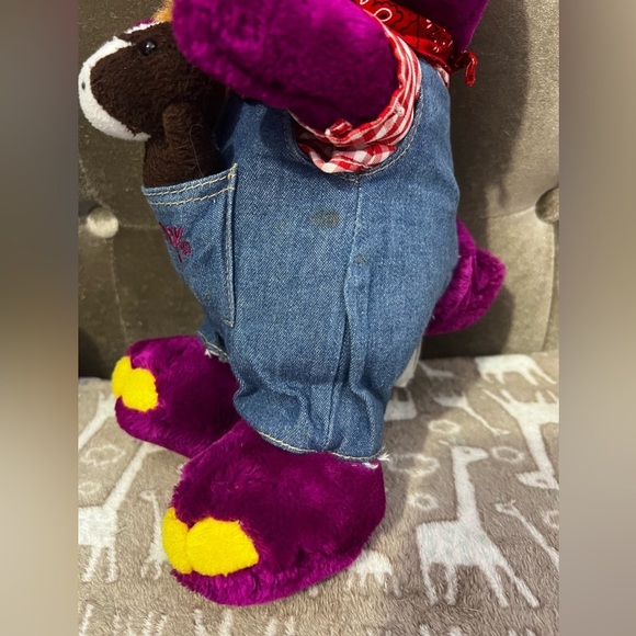 Barney The Farmer Plush The Purple Dinosaur Lyons Group - Picture 2 of 5